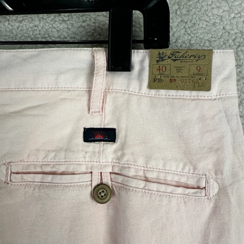 Faherty Tradewinds MBU2263-SPK Shorts Mens 40 Pink Linen Blend Coastal Summer